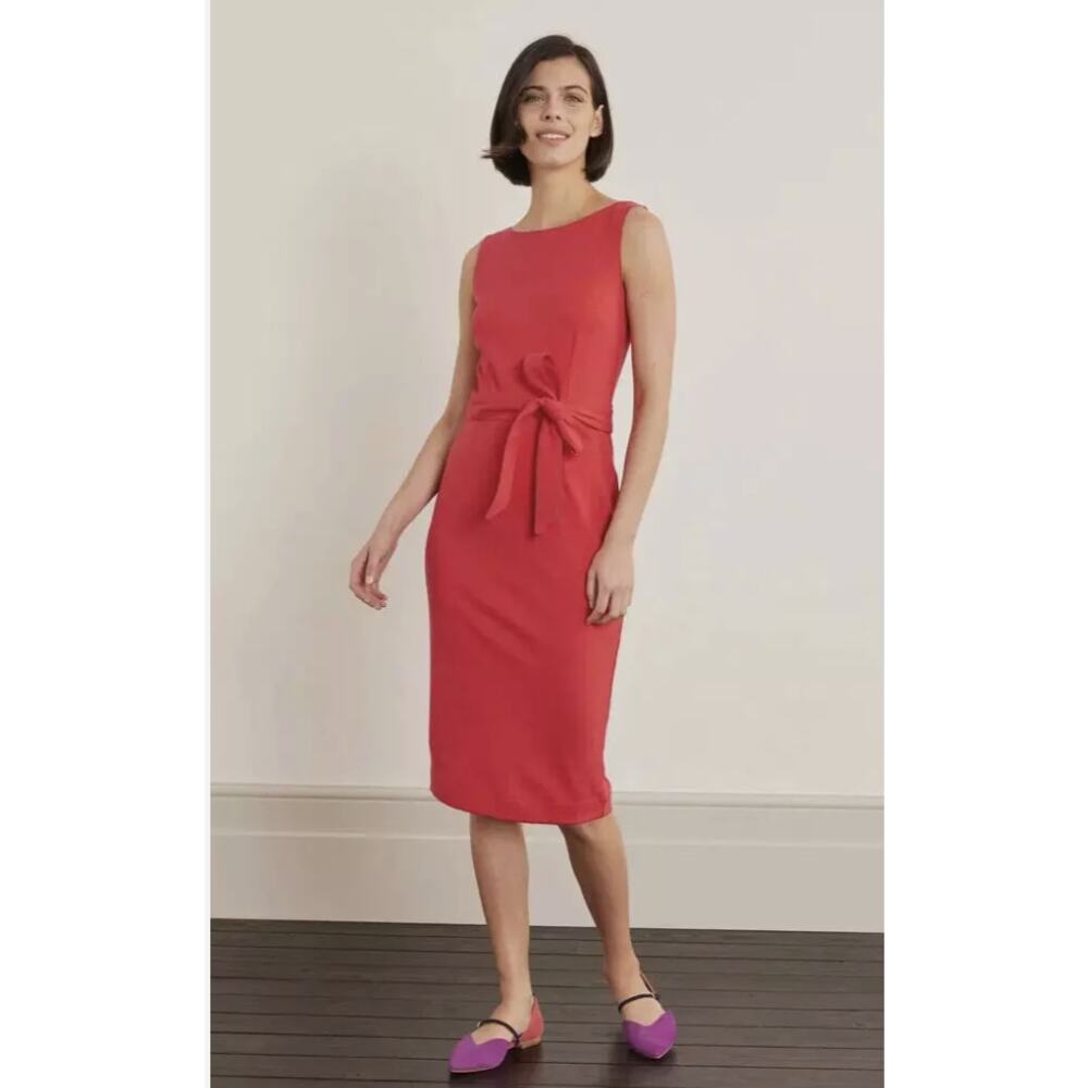 Boden Zeta Ponte Sheath Sleeveless Dress Red Knee Length Size 8